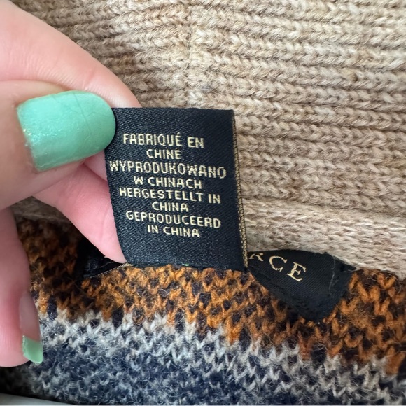 Ethan Pierce Brown Aztec Print Cardigan Size Large Wool Blend Grandpa Sweater - Picture 10 of 11